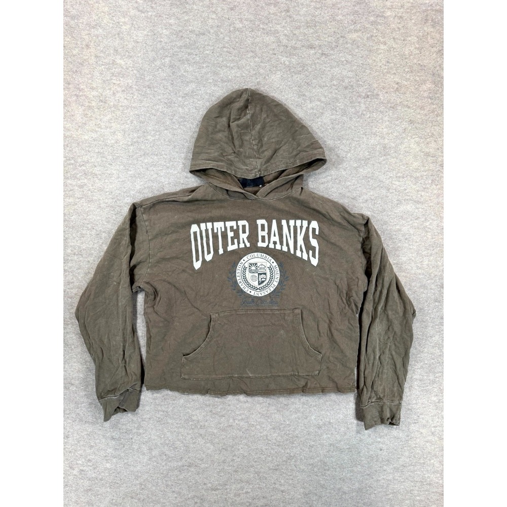 Columbia Womens Outer Banks Charleston SC Crop Hoodie Olive Green Size M